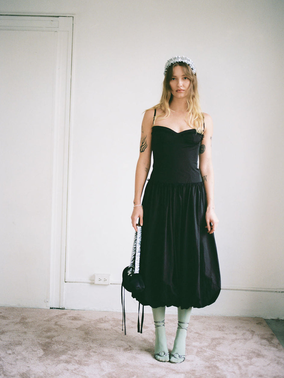 A Bronze Age Charm Dress, Puff Sleeve Midi Dress, Canada-Dresses-abronzeage.com