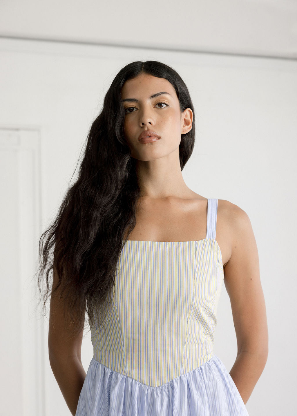 A Bronze Age Aura Dress, Basque Waistline & Bodice Detail, with Pockets | Handcrafted in Vancouver Canada-Dresses-abronzeage.com