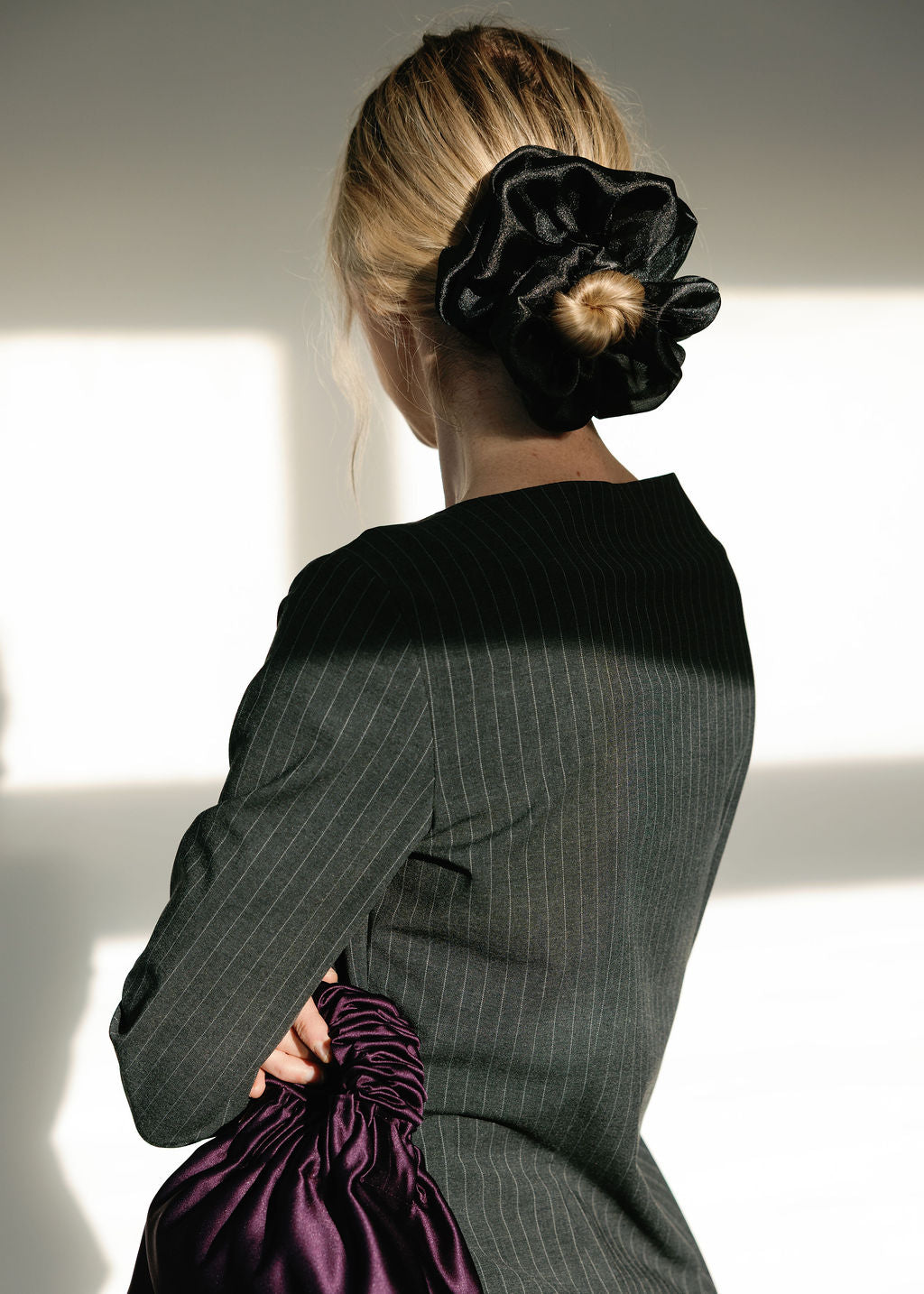 A Bronze Age Oversized Organza Hair Scrunchie, Canada-Hair-Black Luster Organza-LRG-abronzeage.com