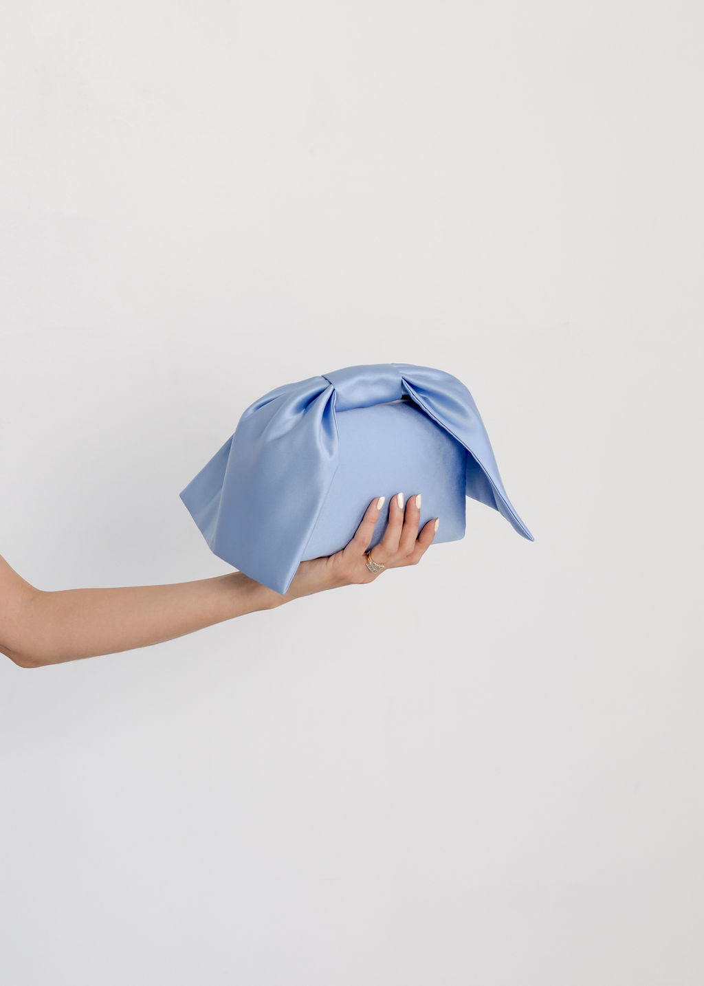 A Bronze Age Bento Clutch, Satin Handbag with Bow | Handcrafted in Vancouver, Canada-Handbags-Periwinkle-abronzeage.com