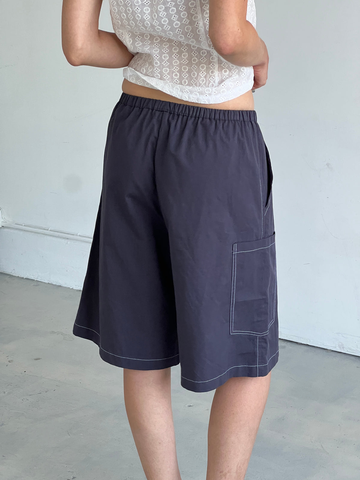 A Bronze Age Blossom Shorts, Wide Leg Long Shorts with Pockets | Made in Canada-Shorts-abronzeage.com