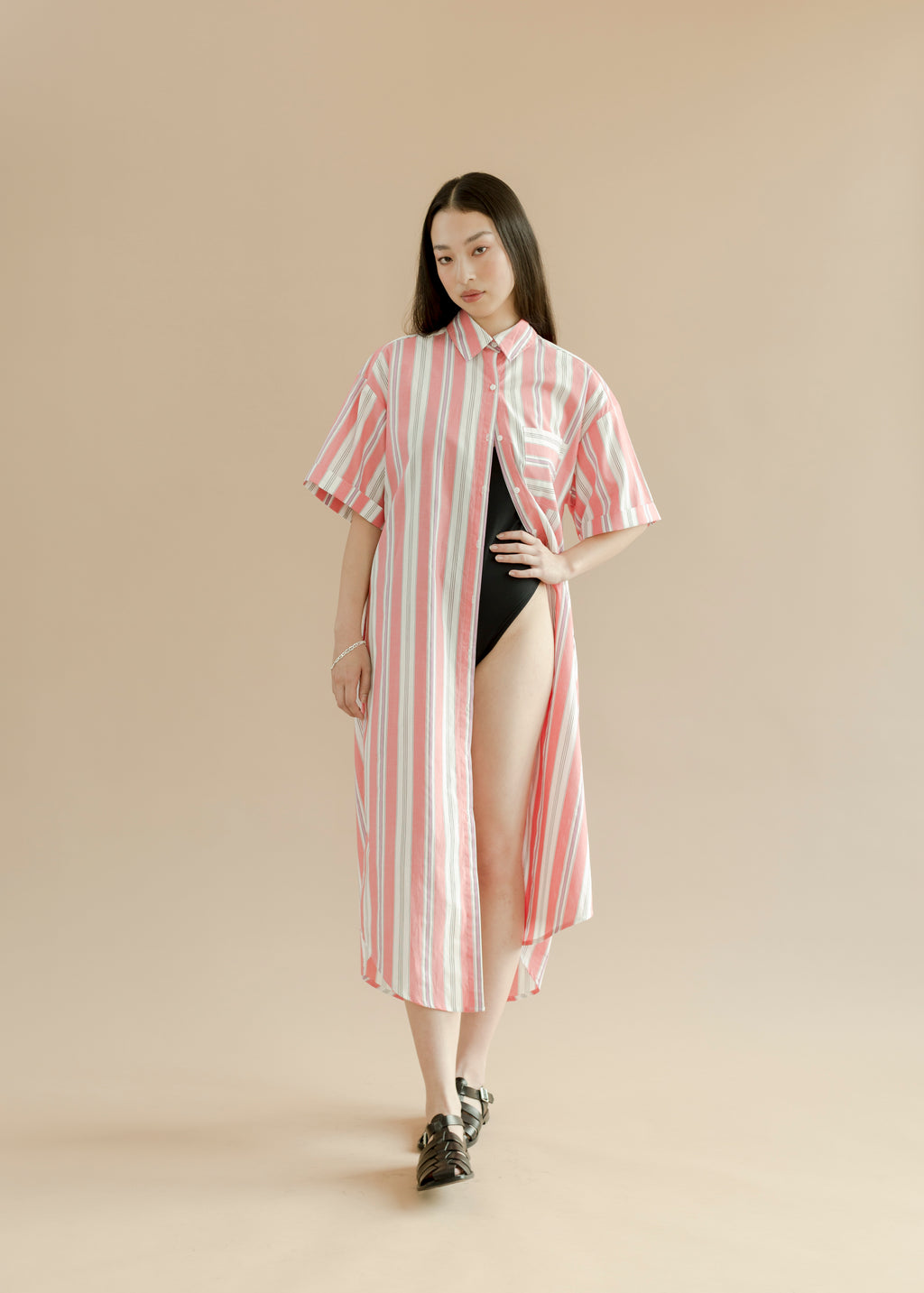 A Bronze Age Bruno Oversized Shirt Dress Button Down Midi Dress