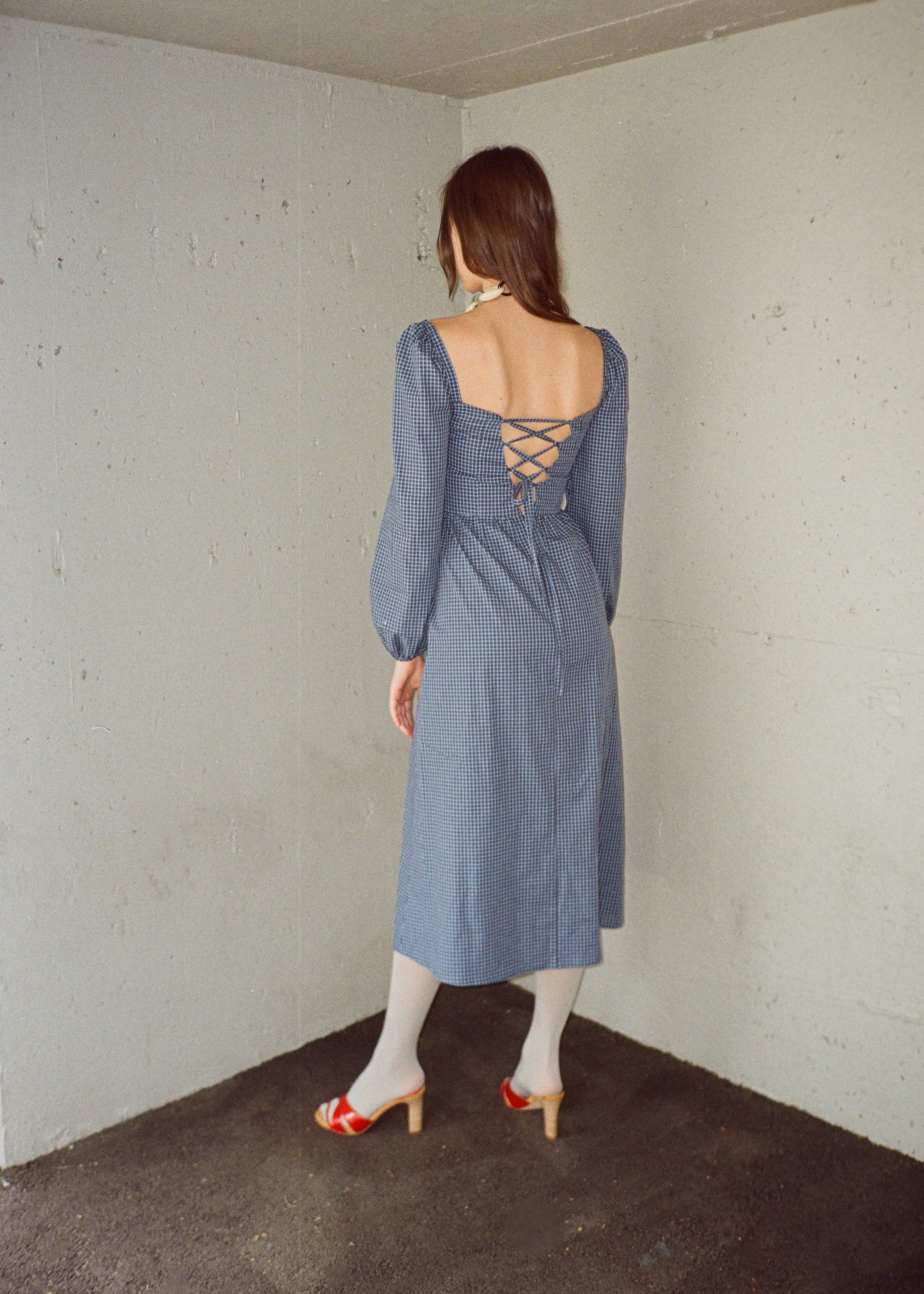 A Bronze Age Charm Dress, Puff Sleeve Midi Dress, Canada-Dresses-abronzeage.com