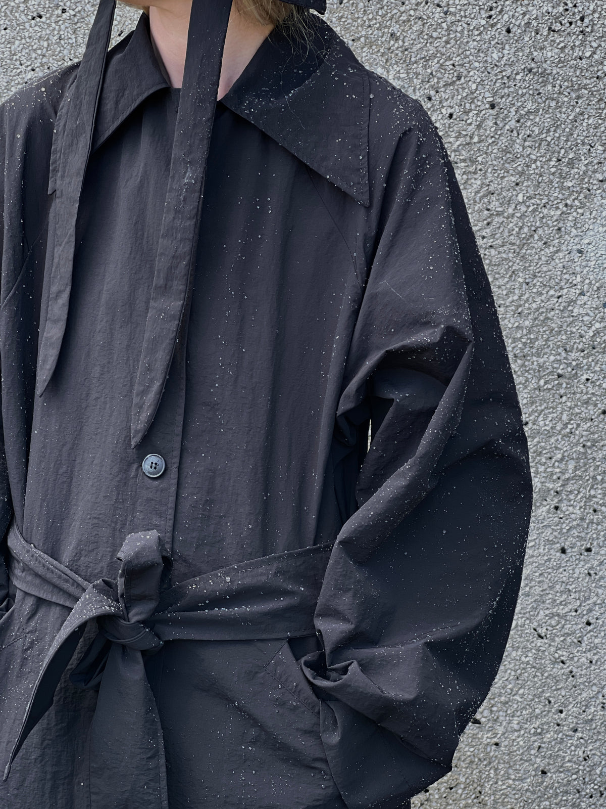 A Bronze Age Cory Trench Coat, Exaggerated Pointed Collar with Welt Pockets | Made in Canada-Jackets and Vests-abronzeage.com