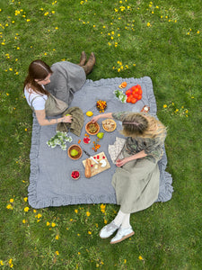 A Bronze Age Croquet Picnic Blanket Ruffle Trimmed | Handcrafted in Vancouver Canada-Blankets-abronzeage.com