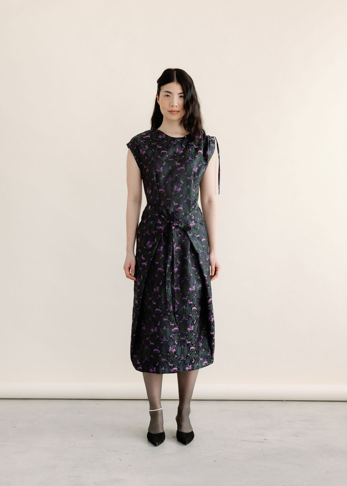 Demi Dress | Cap Sleeve Apron Dress, Made in Canada | A Bronze Age-Dresses-Canterbury Forest-XS-abronzeage.com