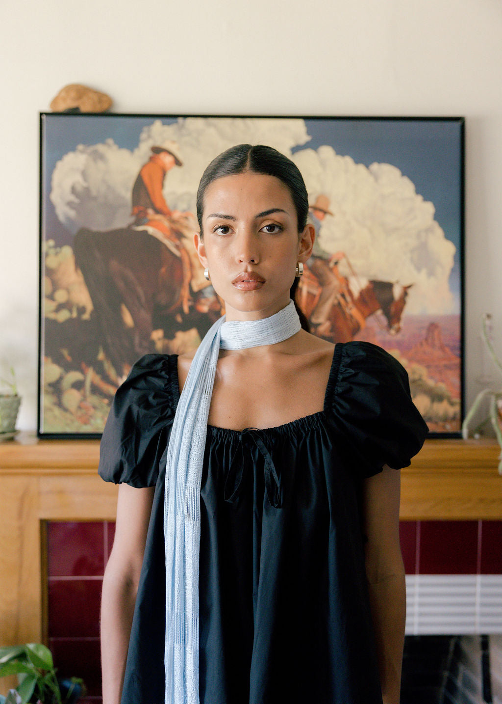 Demure Square Neckline Elasticated Puff Sleeves Cotton Blouse | Made in Canada-Tops-Black Poplin-XS-abronzeage.com