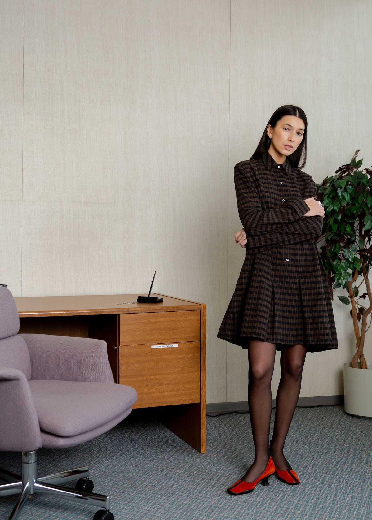 A Bronze Age Faye Dress, Button-Up Dropped Waist Dress | Made in Canada-Dresses-Dutch Plaid-XXS-abronzeage.com