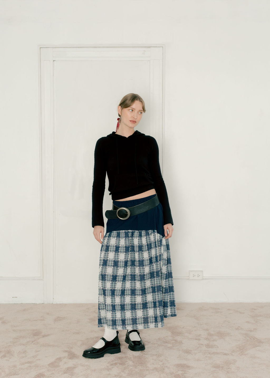 A Bronze Age Field Skirt, Midi Skirt Elastic Waist, Canada-Skirts-abronzeage.com