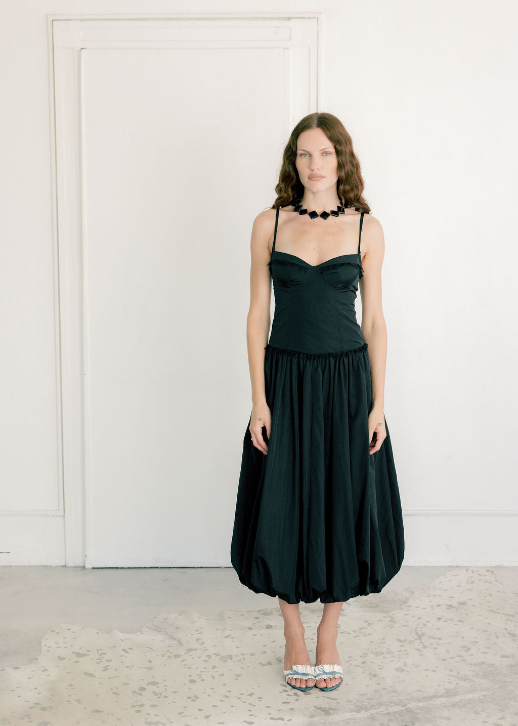 A Bronze Age Charm Dress, Puff Sleeve Midi Dress, Canada-Dresses-abronzeage.com