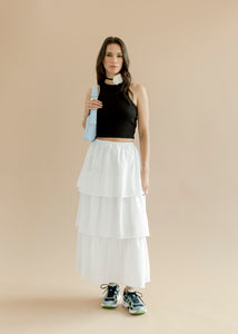A Bronze Age Flutter Skirt - Ready to Ship-Skirts-White Voile-XS-abronzeage.com