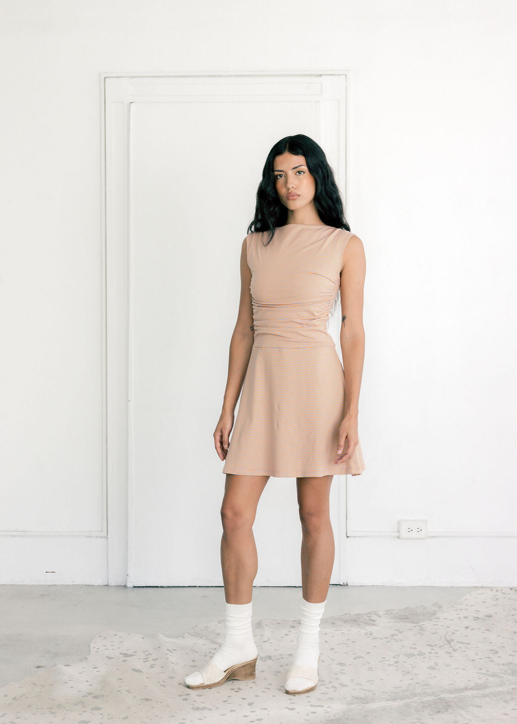 Gwen Sleeveless Side Ruched Dress - Ready To Ship-Dresses-abronzeage.com