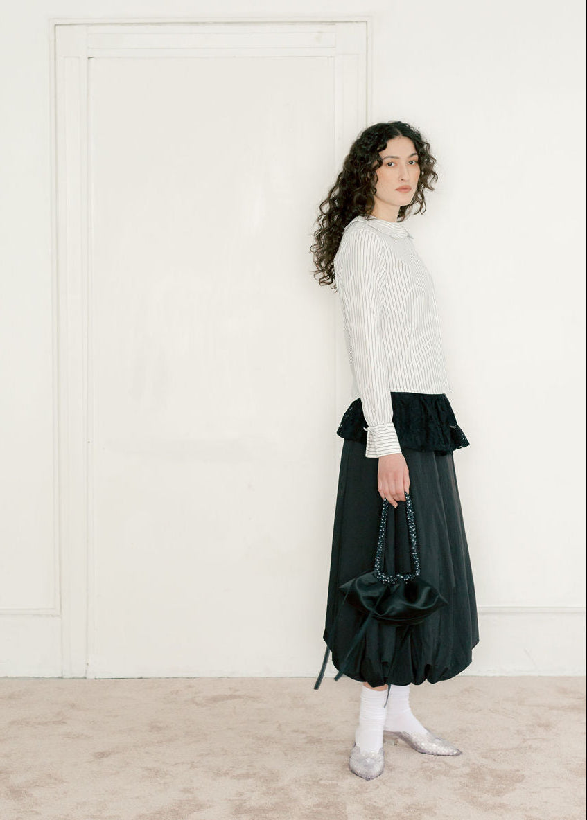 A Bronze Age Hart Skirt, Midi Balloon Mid-Rise Cotton Skirt | Handcrafted in Vancouver Canada-Skirts-abronzeage.com