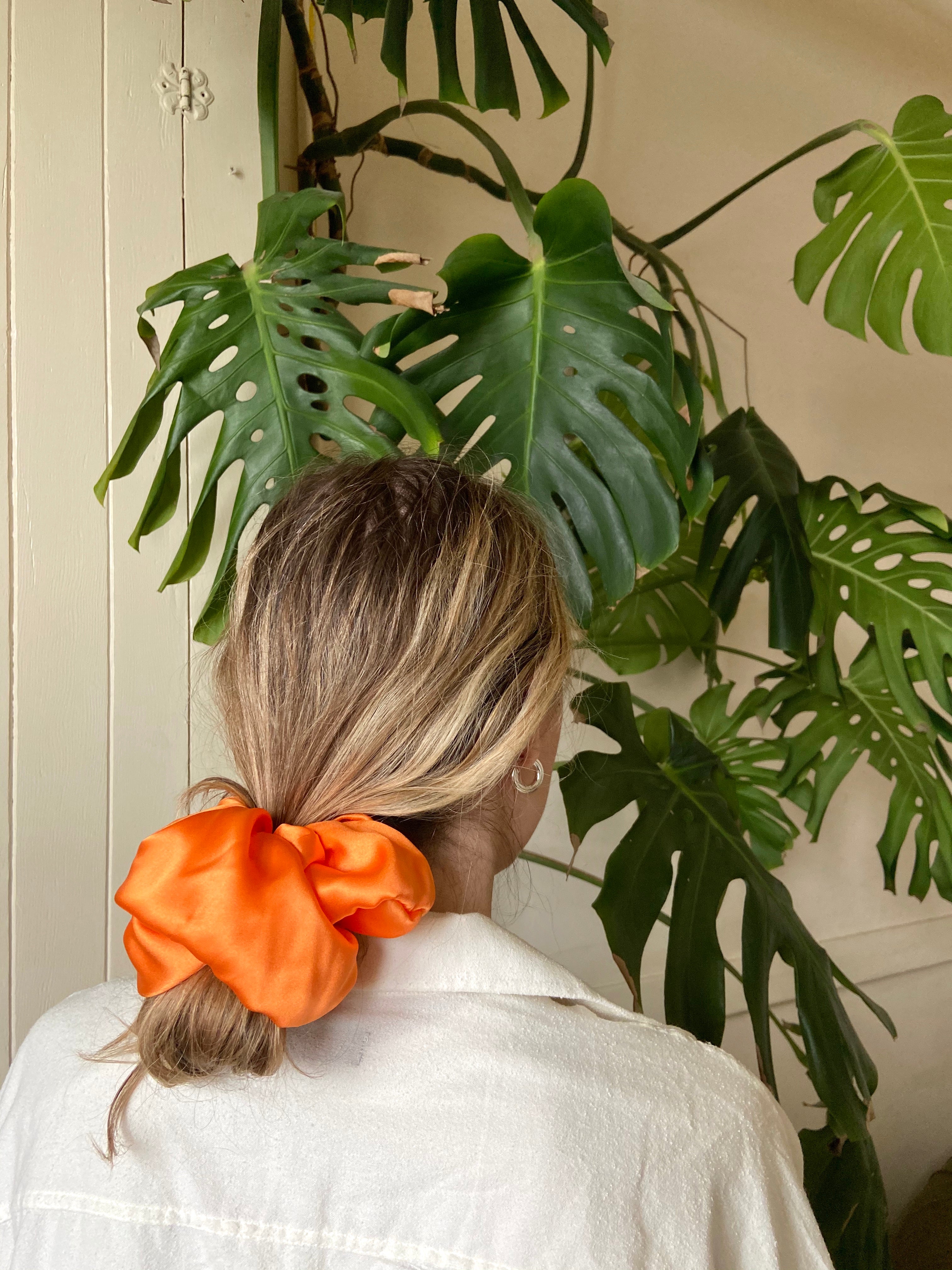A Bronze Age Silk Hair Scrunchie, Canada-Hair-Orange-LRG-abronzeage.com