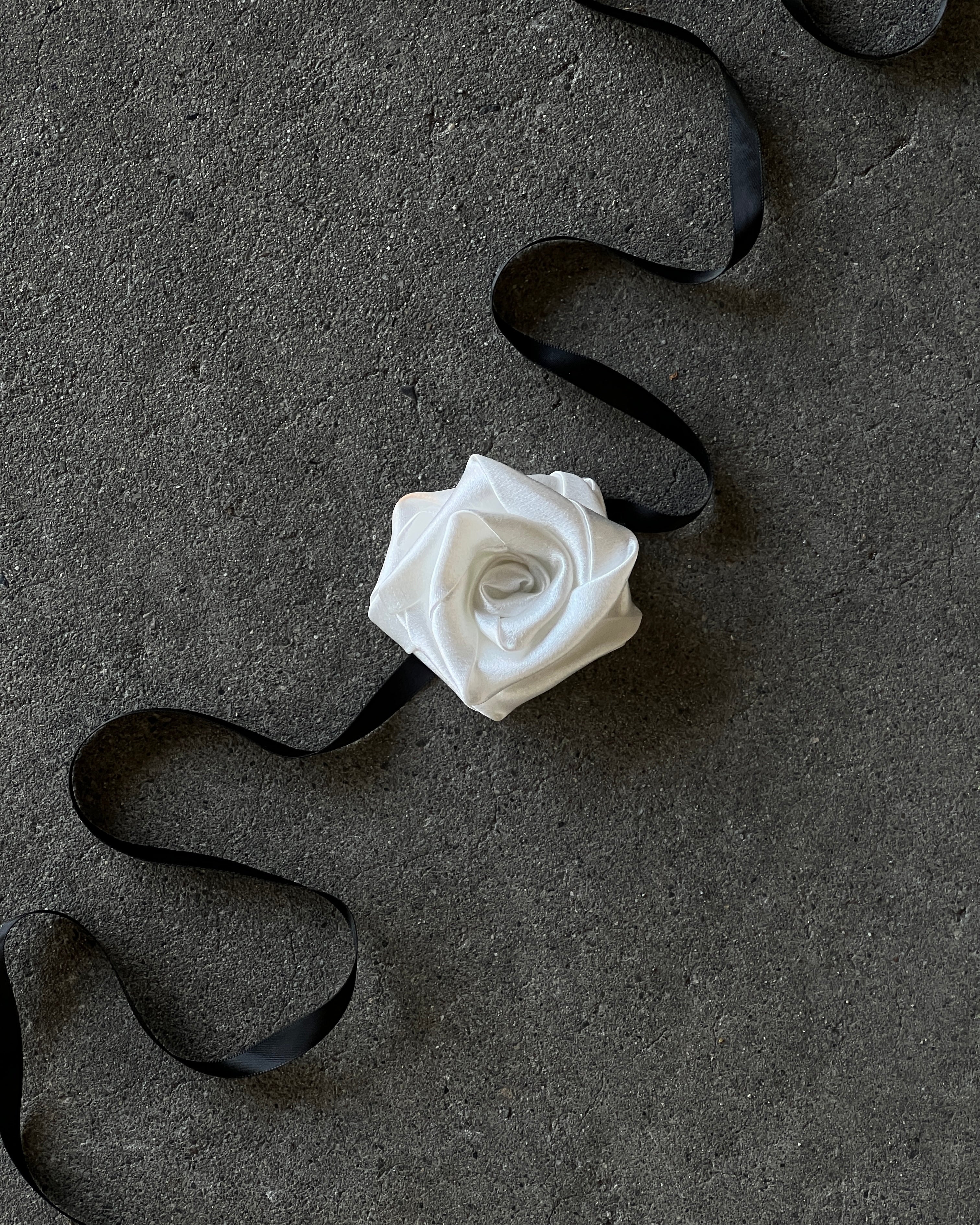 A Bronze Age Stella Satin Rosette on Ribbon, Flower Choker or Belt Ribbon Tie | Made in Canada-Hair-Ivory-abronzeage.com