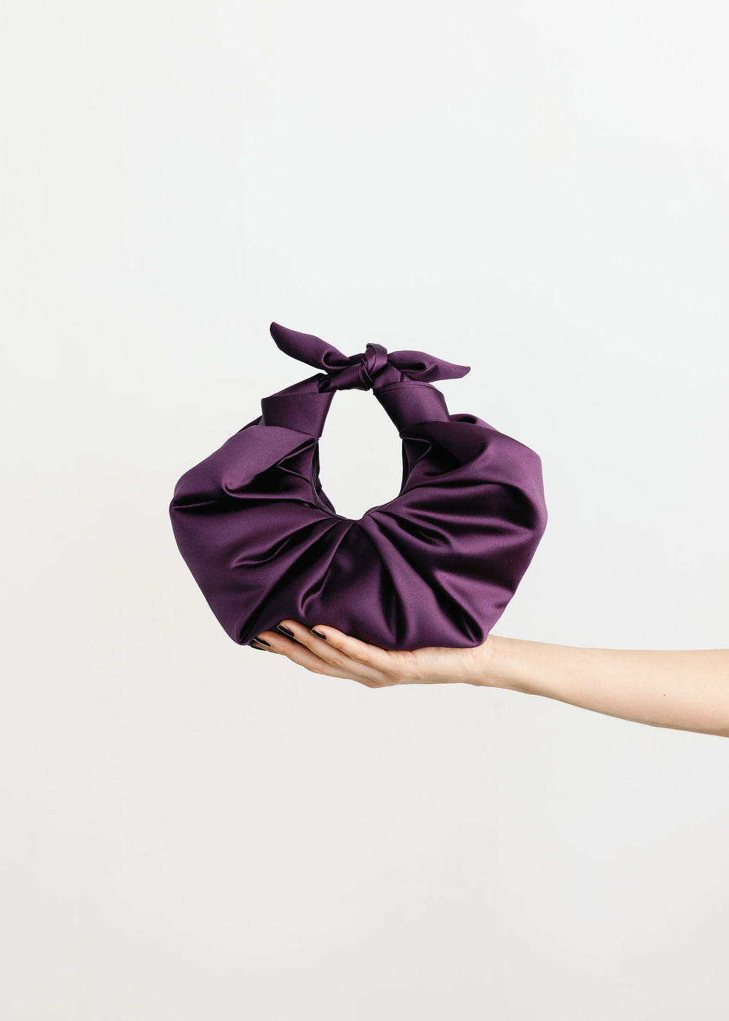 A Bronze Age Kiku Satin Croissant Bag, Evening Bag, Canada-Handbags-Plum-abronzeage.com