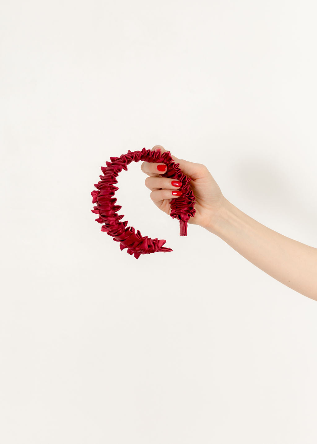 A Bronze Age Lafayette Silk Headband, A Bronzed Age, Ruched Hair Accessory, Canada-Hair-Pomegranate Silk-abronzeage.com