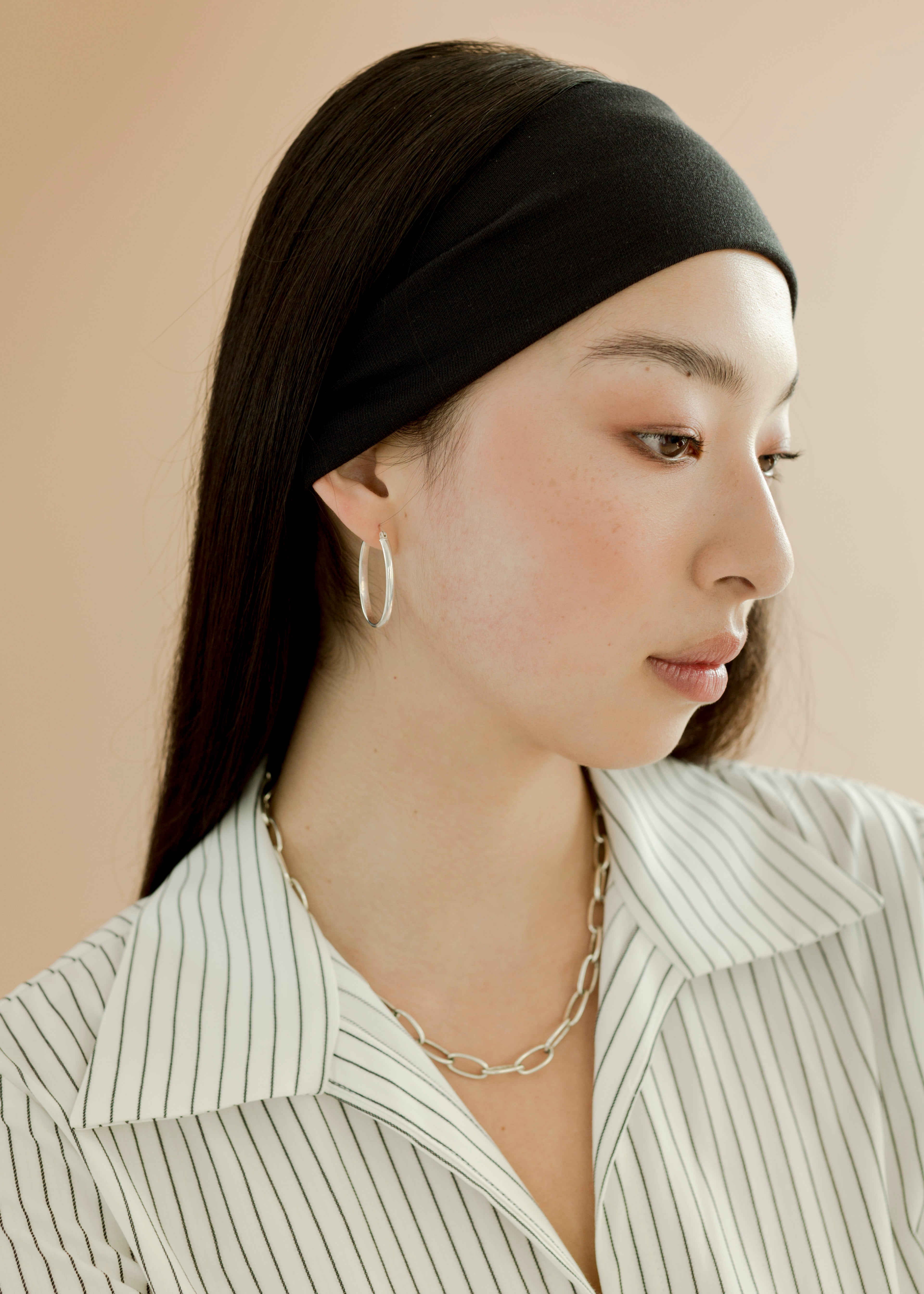 A Bronze Age Lara Ribbed Headband, Knit Hair Accessory | Made in Canada-Hair-Black-abronzeage.com