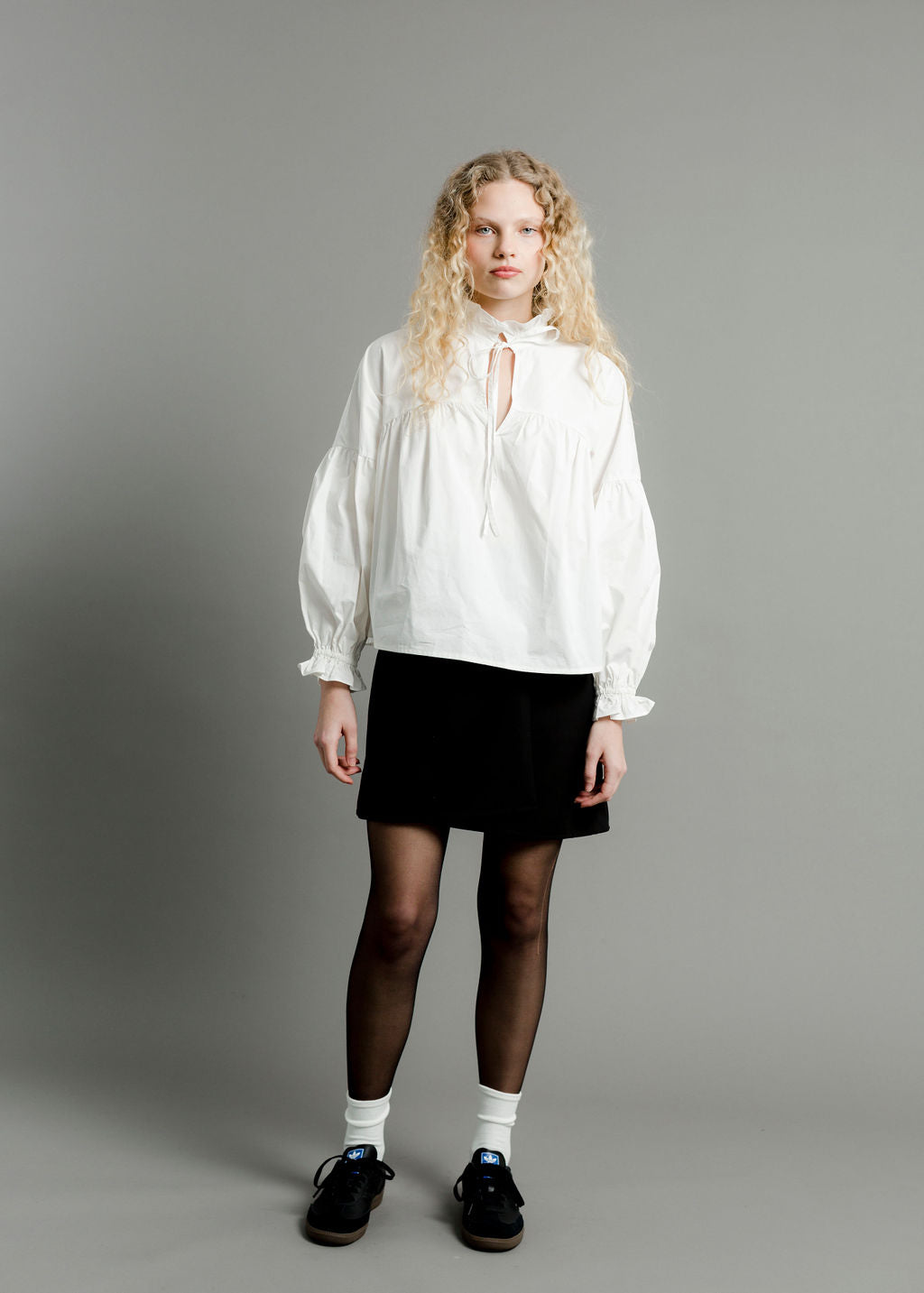 A Bronze Age Louie Top, Ruffled Neck Peasant Blouse, Canada-Tops-abronzeage.com