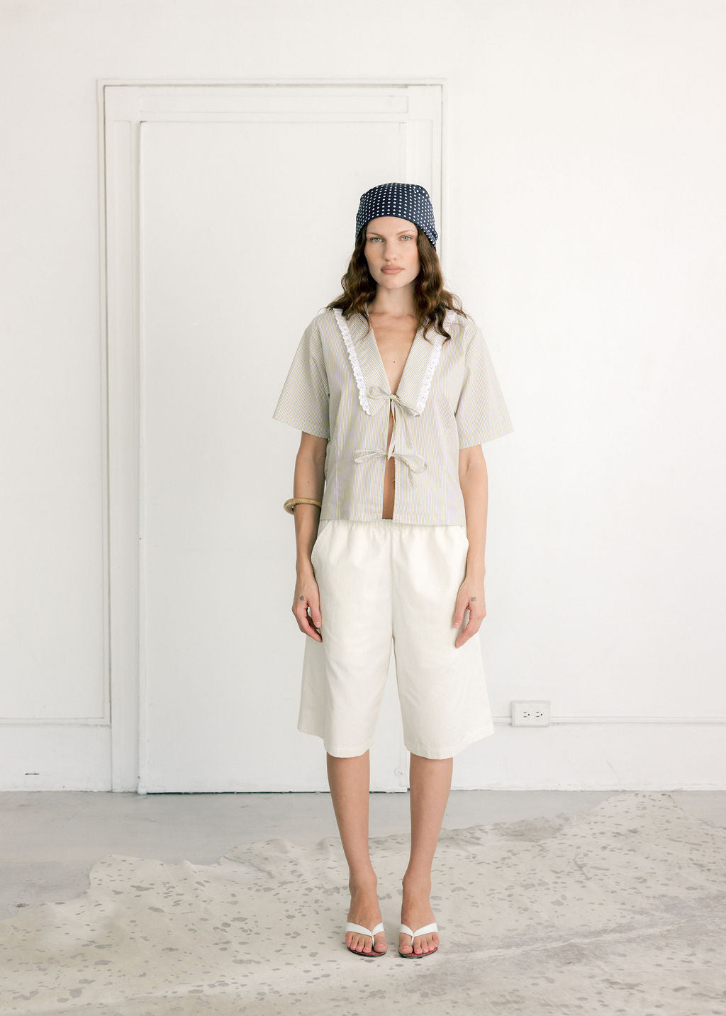 A Bronze Age Marinero Top, Relaxed Fit Blouse, Double Tie Closure | Made in Canada-Tops-abronzeage.com