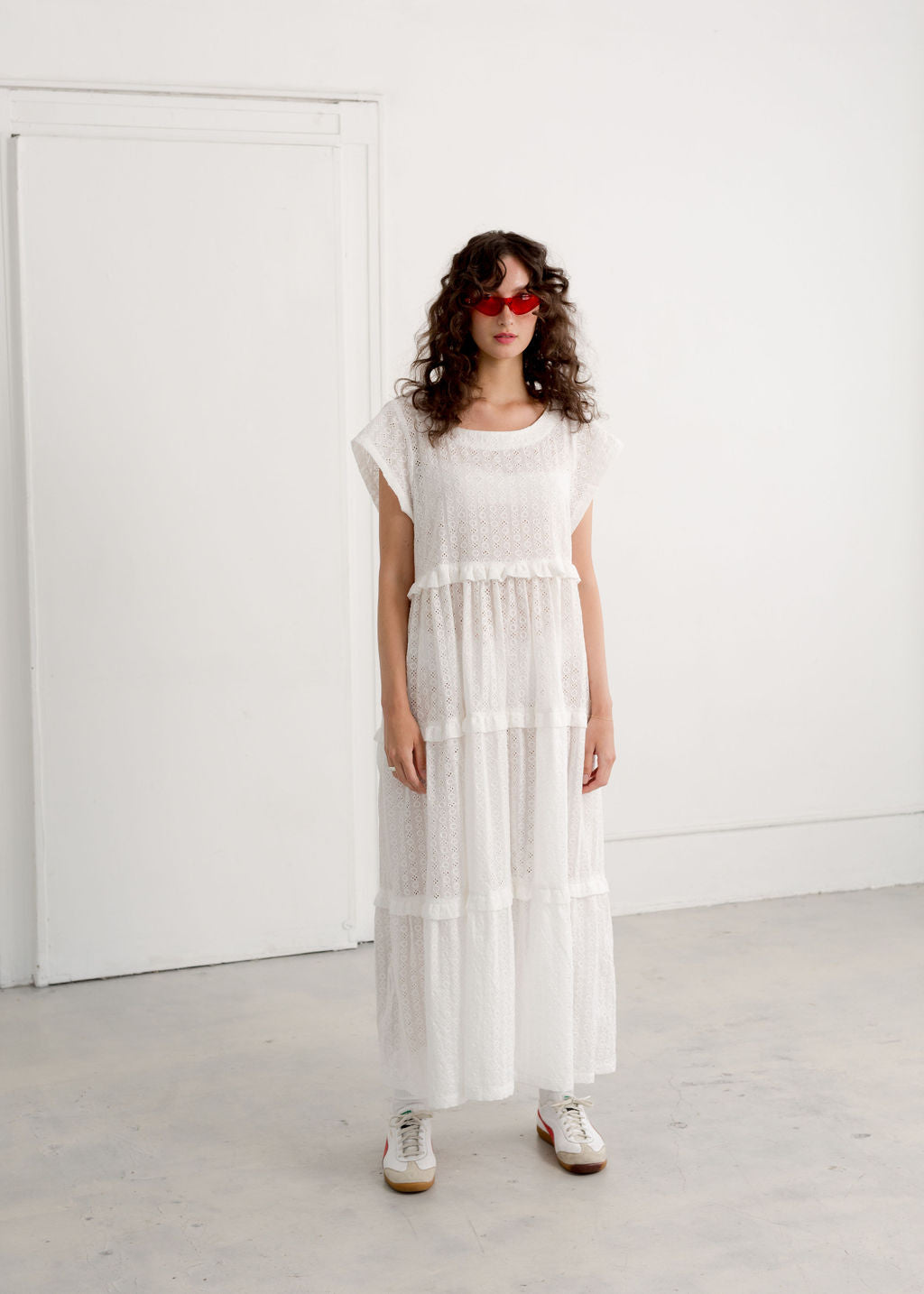 A Bronze Age Market Dress, Tiered Eyelet Maxi Dress | Made in Canada -Dresses-abronzeage.com