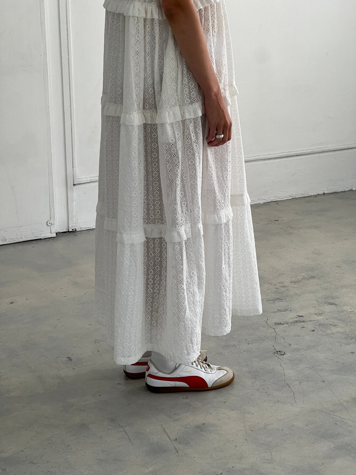 A Bronze Age Market Dress, Tiered Eyelet Maxi Dress | Made in Canada -Dresses-abronzeage.com