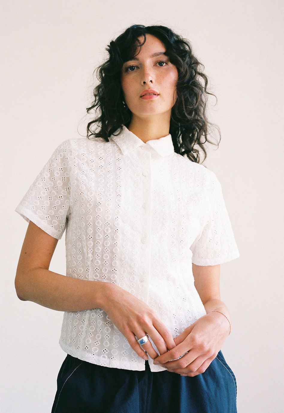 A Bronze Age Mary Top, Fitted Button-Up Blouse | Handcrafted