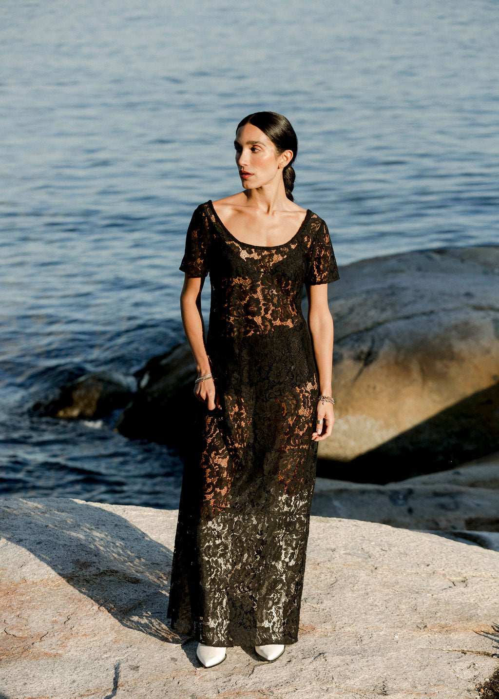 A Bronze Age Mimi Lace Dress, Sheer Fancy Dress | Handcrafted in Vancouver, Canada-Dresses-Black Lanai Lace-XS-abronzeage.com