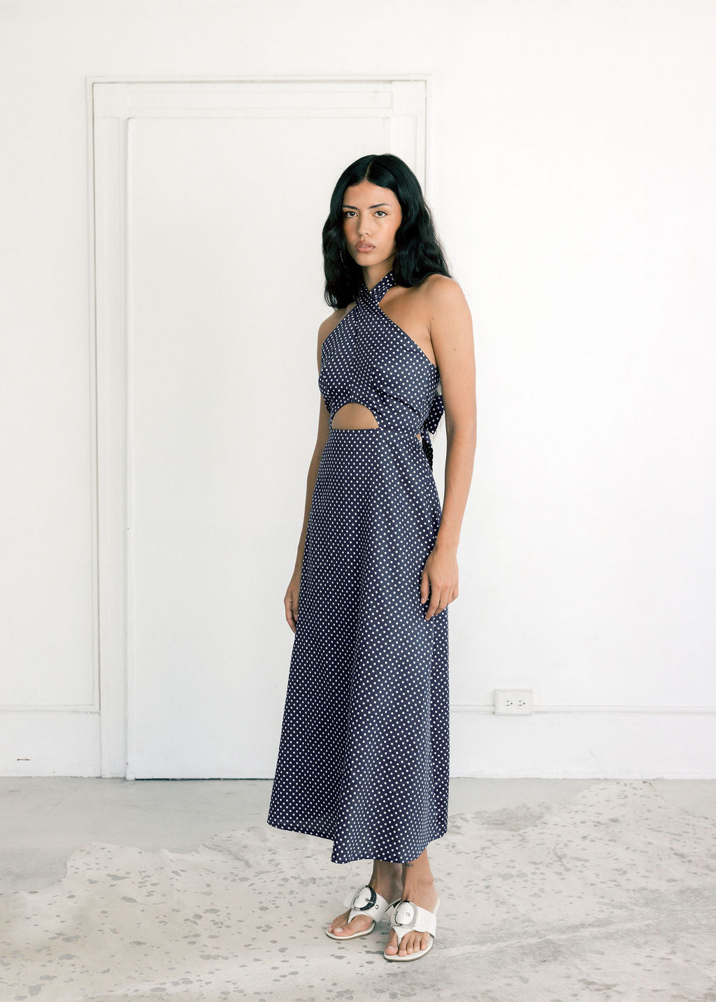 A Bronze Age Naya Dress, Midi Length Halter Tie | Made in Canada-Dresses-abronzeage.com