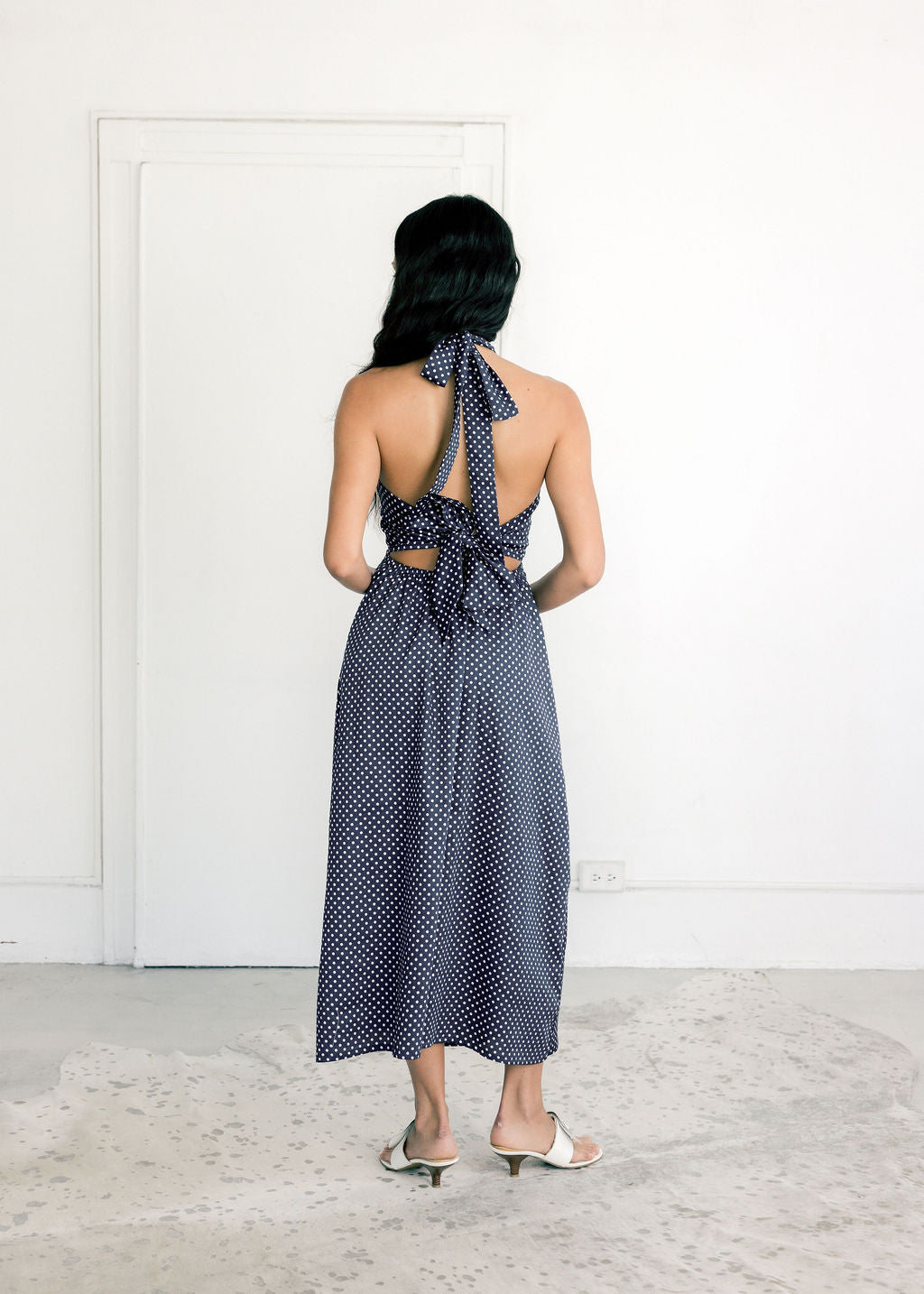 A Bronze Age Naya Dress, Midi Length Halter Tie | Made in Canada-Dresses-abronzeage.com