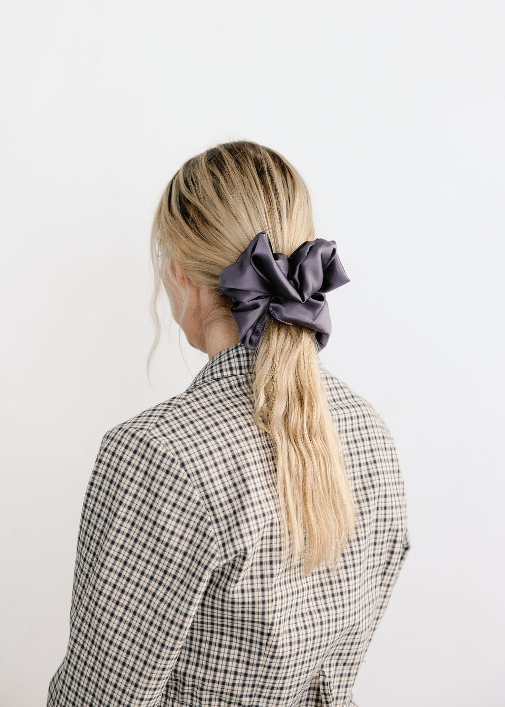 A Bronze Age Silk Hair Scrunchie, Canada-Hair-Steel Grey-LRG-abronzeage.com