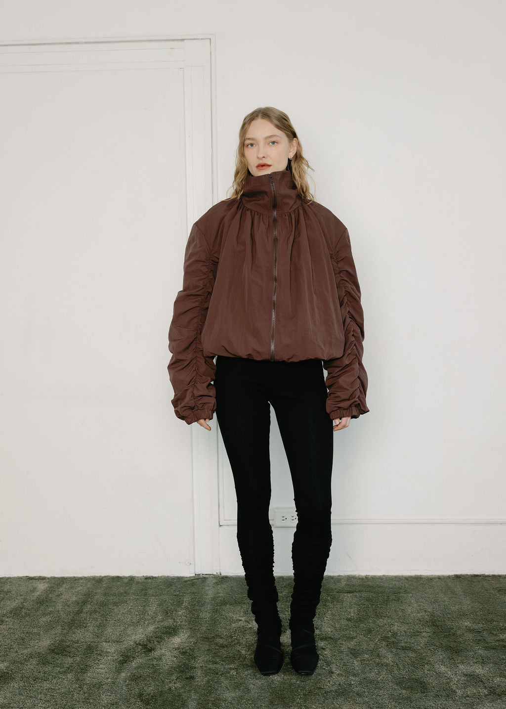 -Jackets and Vests-Chocolate Nylon-1-abronzeage.com