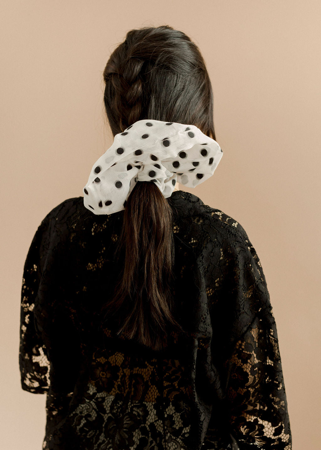 A Bronze Age Oversized Organza Hair Scrunchie, Canada-Hair-Polkadot-LRG-abronzeage.com