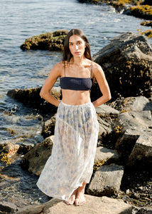 A Bronze Age Rhonda Skirt, Multi-tiered Skirt with Elastic Waist | Made in Canada-Skirts-Cerulean Rose Organza-XS-abronzeage.com