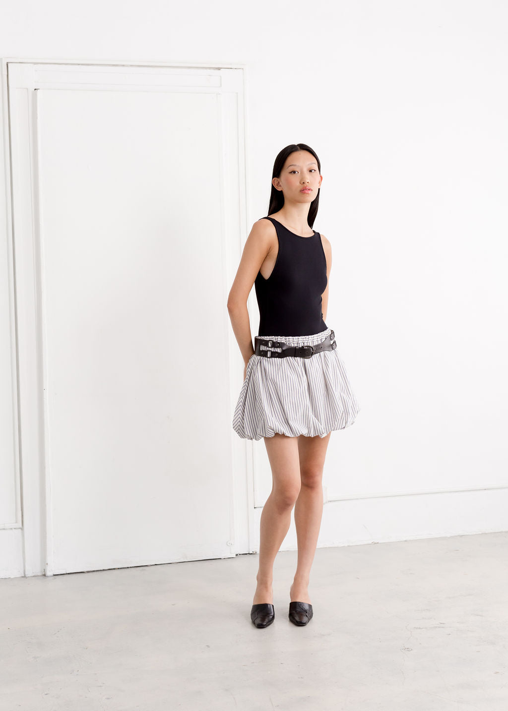 A Bronze Age Spade Skirt, Elasticated Balloon Mini Skirt with Gathers | Made in Canada-Skirts-abronzeage.com