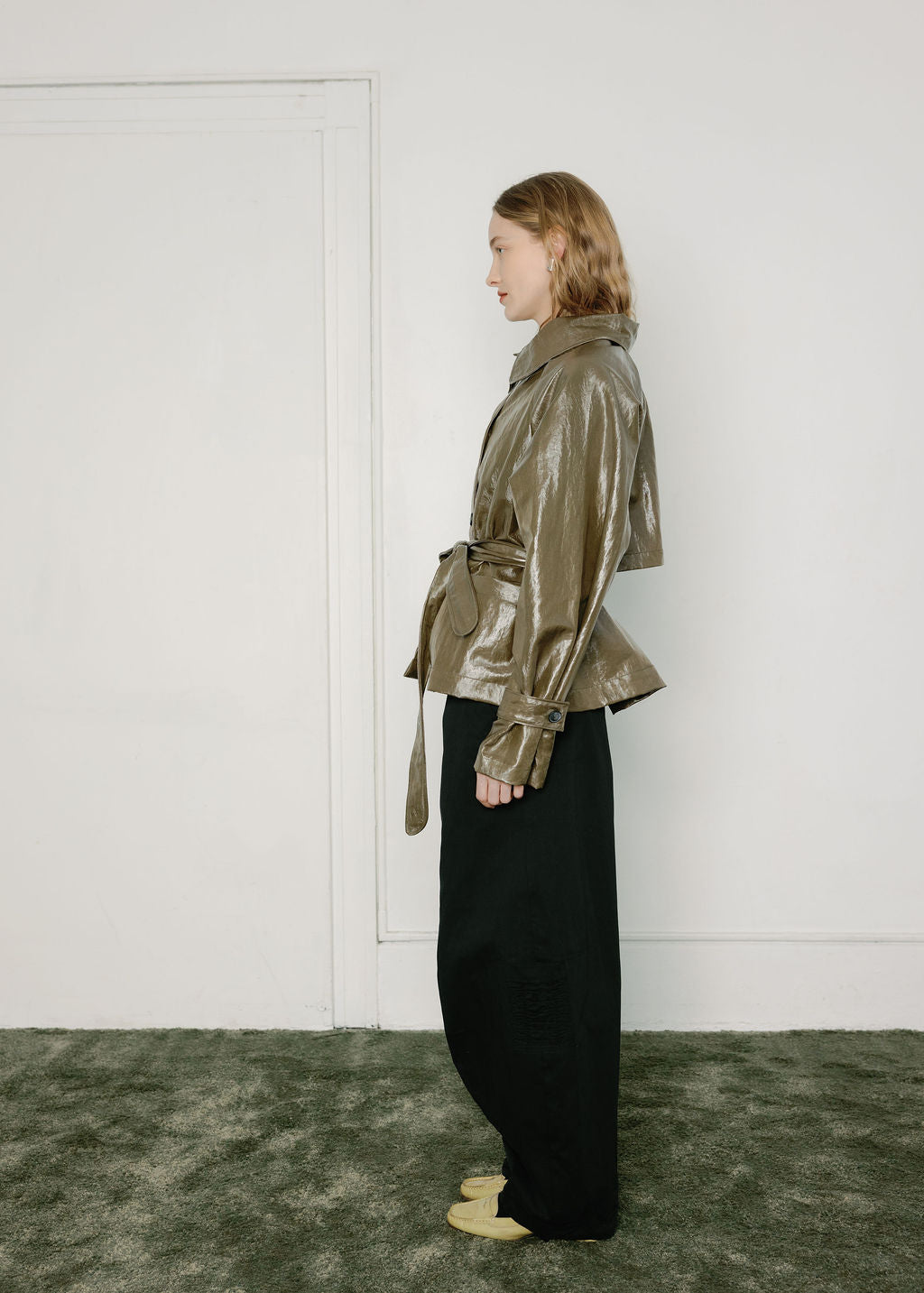 Stockholm Water-Resistant Cropped Trench with Lace Trim - Made in Canada-Jackets and Vests-abronzeage.com