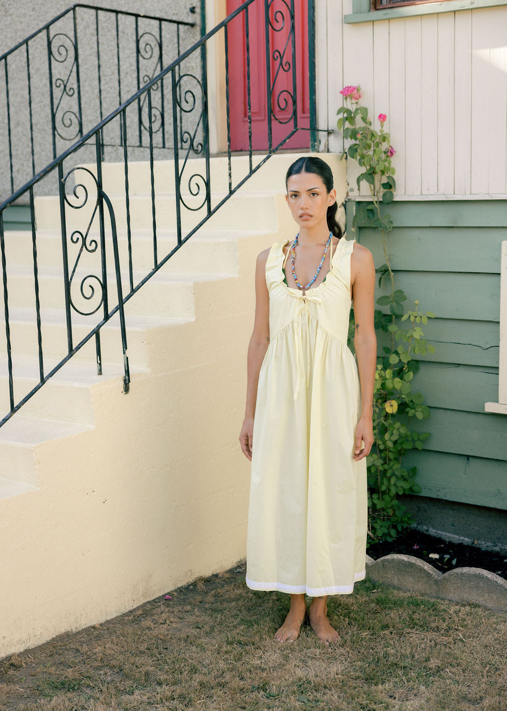 A Bronze Age Valley Dress, Maxi Dress | Made in Canada -Dresses-Sol Yellow/Cluny Lace-XS-abronzeage.com