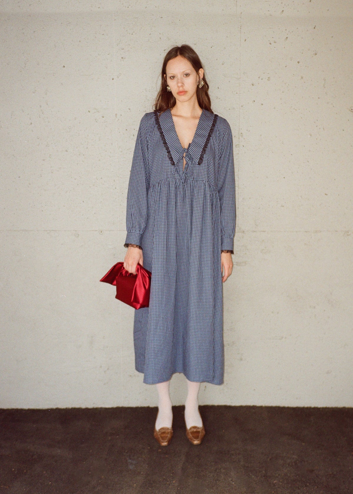 Woolf Long Sleeve Dress with Lace Trim and Sailor Collar | Made in Canada-Dresses-abronzeage.com