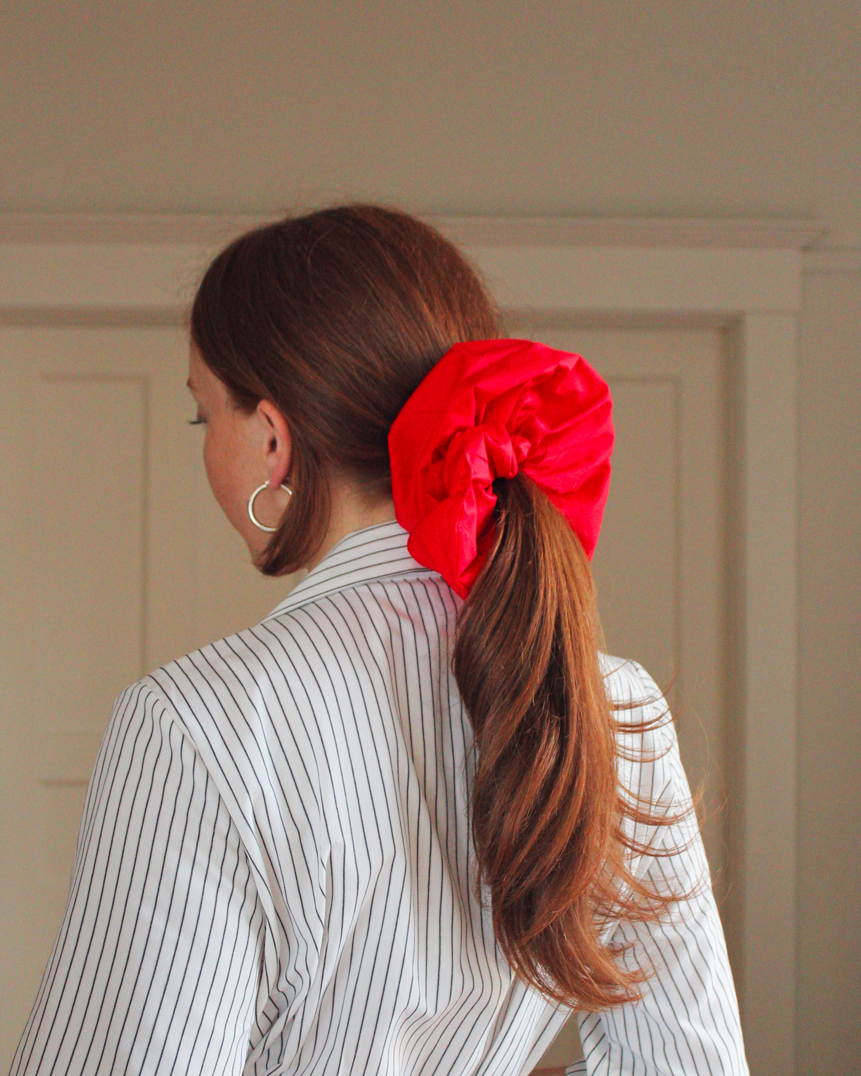 A Bronze Age Oversized Cotton Hair Scrunchie, Canada-Hair-Cherry Poplin-LRG-abronzeage.com