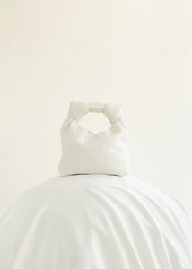 A Bronze Age Bridal Baby Bocci Purse, White Wedding Evening Bag, Canada-Handbags-Daisy Crepe-abronzeage.com