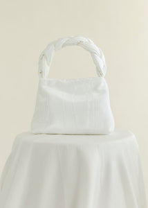 A Bronze Age Bridal Braidy Bag, White Wedding Purse, Canada-Handbags-Snow Moire-abronzeage.com