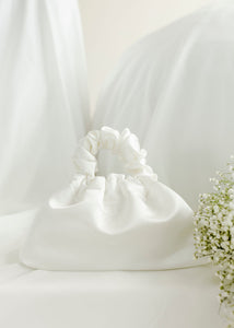 A Bronze Age Bridal Halo Bag, Bride Wedding Satin Purse, Canada-Handbags-White Satin-abronzeage.com