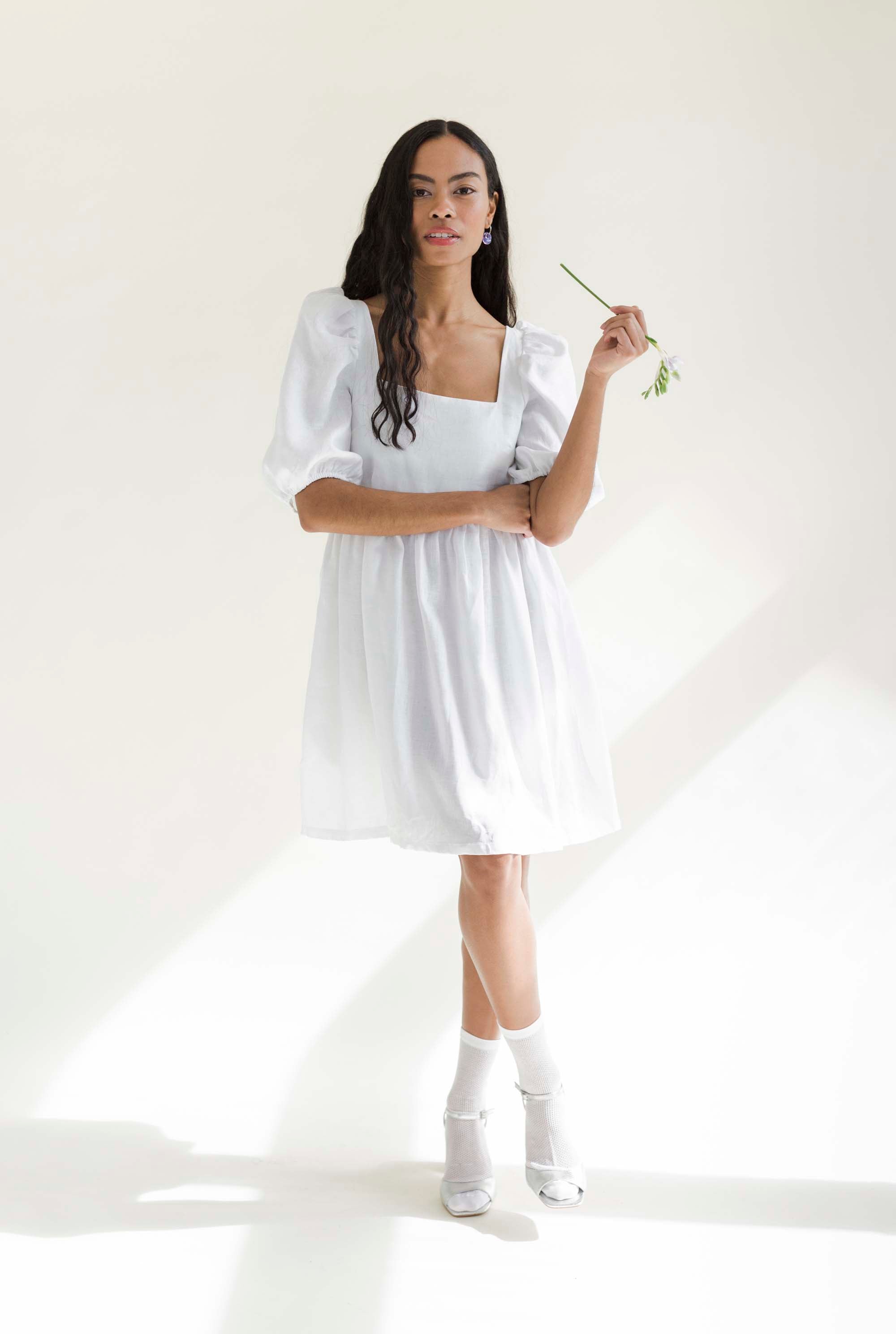 A Bronze Age Manon Mini Puff Dress, Babydoll Dress, Canada-Dresses-abronzeage.com