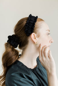 A Bronze Age Lafayette Silk Headband, A Bronzed Age, Ruched Hair Accessory, Canada-Hair-Black-abronzeage.com