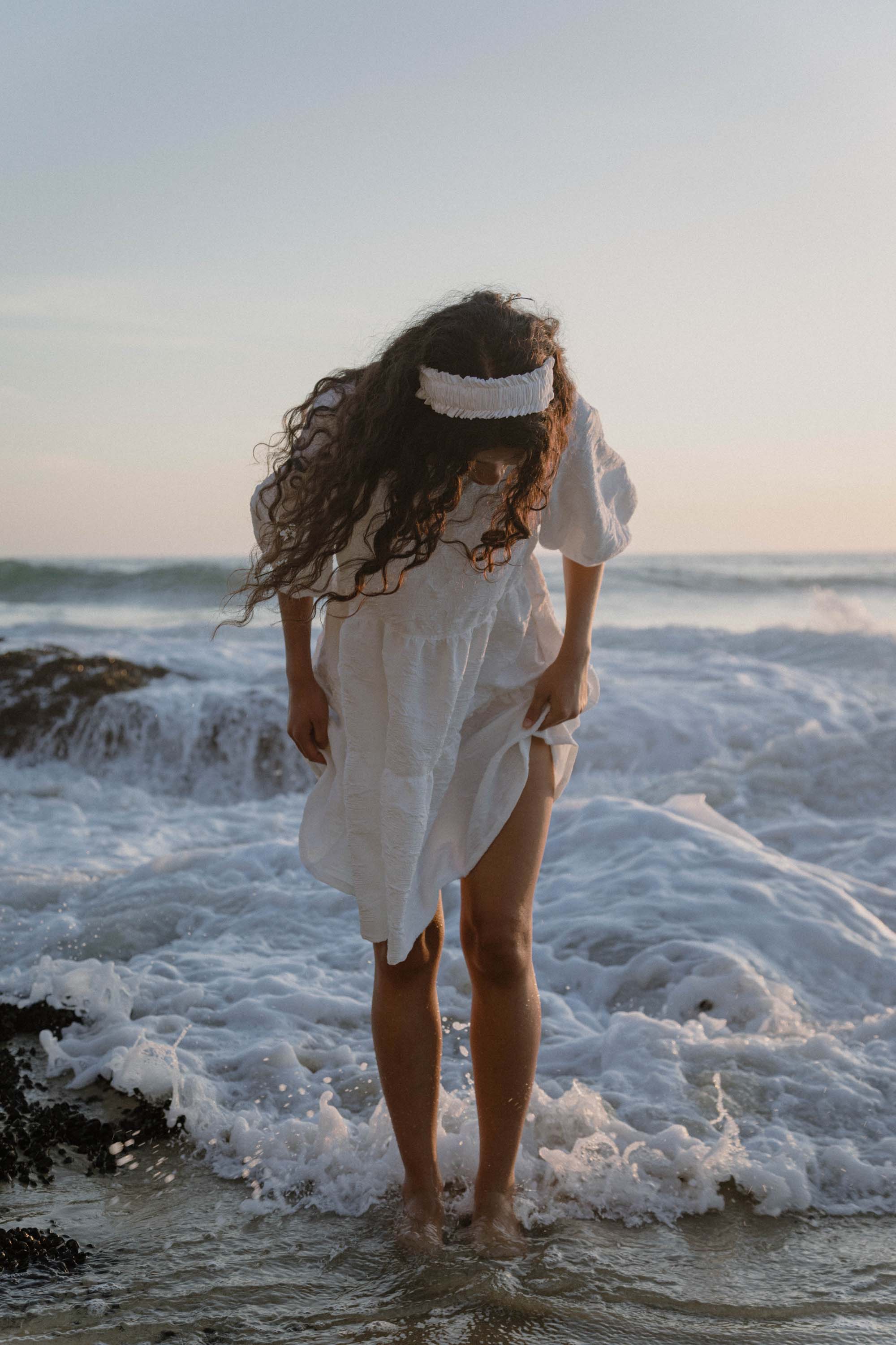 A Bronze Age Nati Dress in Crinkle Crepe, Lantern Sleeve Tiered Dress, Canada-Dresses-abronzeage.com