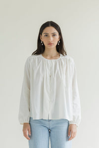 A Bronze Age Easy Blouse, Round Neck Relaxed, Canada-Tops-Pearl-MED-abronzeage.com