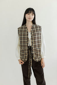 A Bronze Age Freddi Oversized Vest, Layering Vest, Canada-Jackets and Vests-Coffee High Plaid-XS/SML-abronzeage.com