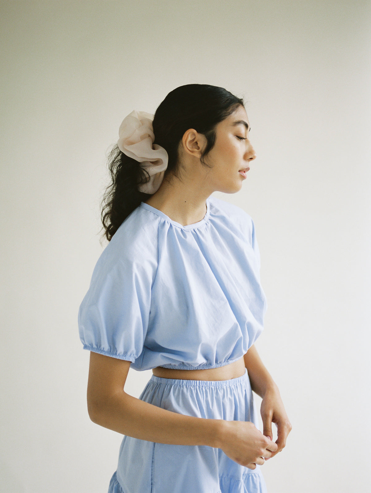 A Bronze Age Rosie Cropped Top, Elastic Hem Short Sleeve, Canada-Tops-abronzeage.com