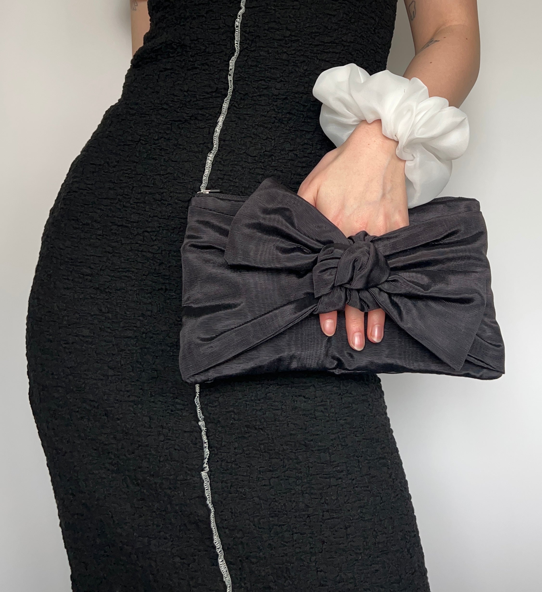 A Bronze Age Bow Clutch, Moiré Zip Top Evening Bag Clutch, Canada-Handbags-abronzeage.com