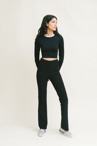 A Bronze Age Cosmo Fitted Flare Pant, Canada-Pants-Black Rib-LRG-abronzeage.com